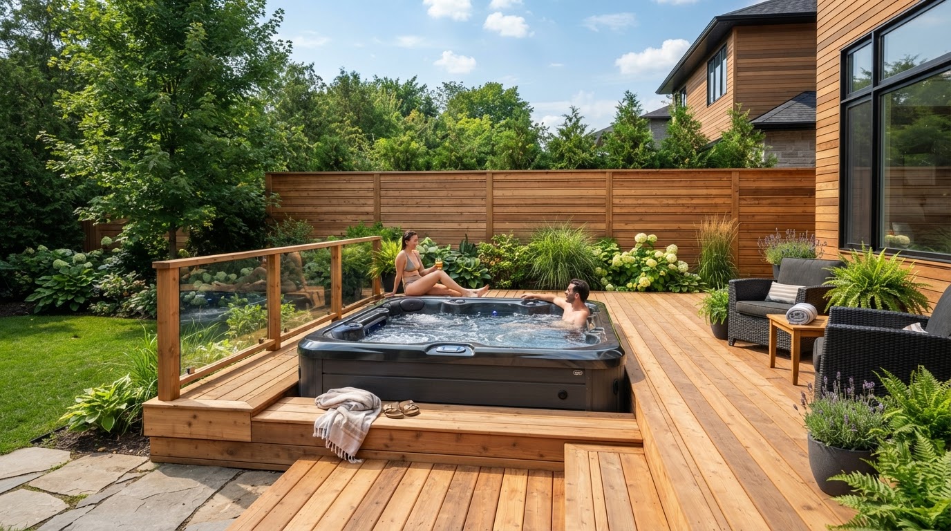 Platform Hot Tub Deck & Privacy Screen — Deck & Outdoor Project by DyerWorks