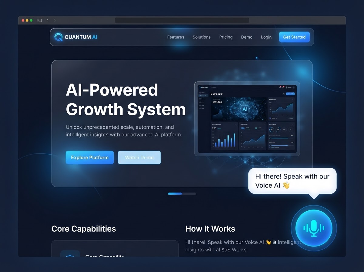 AI website with built-in voice agent and interactive widget