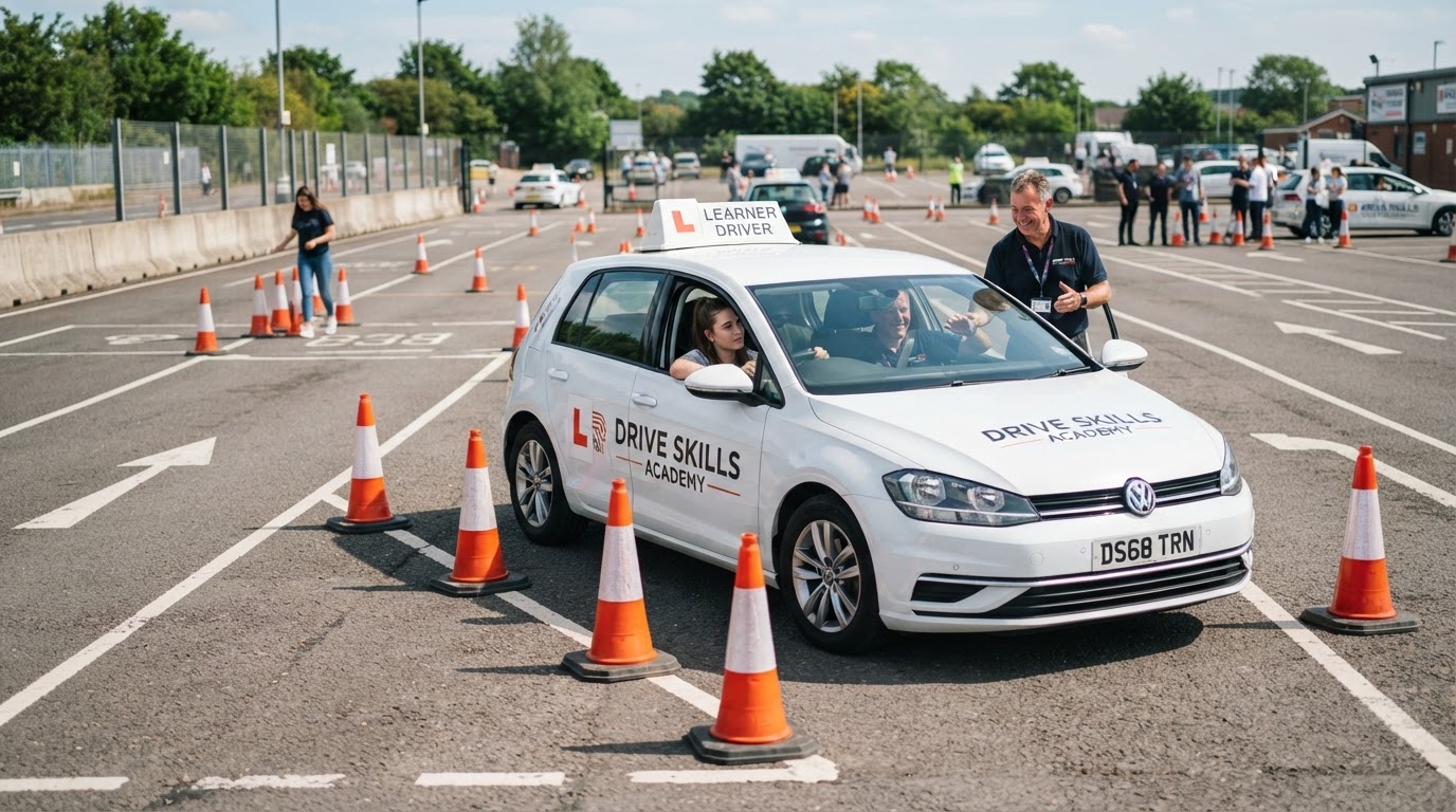 Parallel parking and cone course maneuvering practice