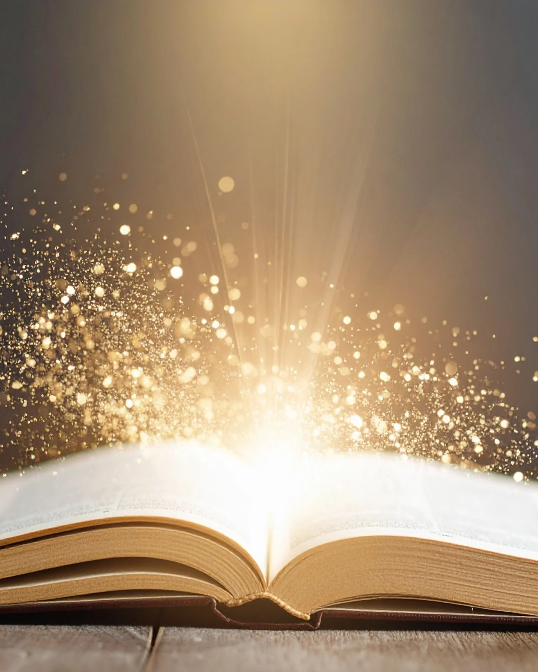 Carte deschisă cu lumină aurie — Biblioteca Generația Abundify