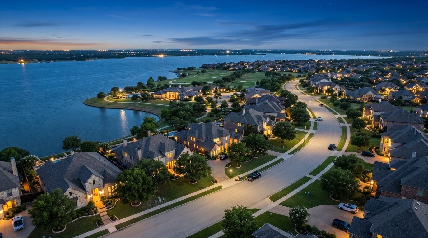 The Colony neighborhood at twilight