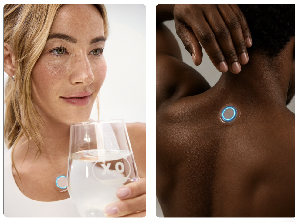LifeWave X39 phototherapy patches applied on the chest and upper back