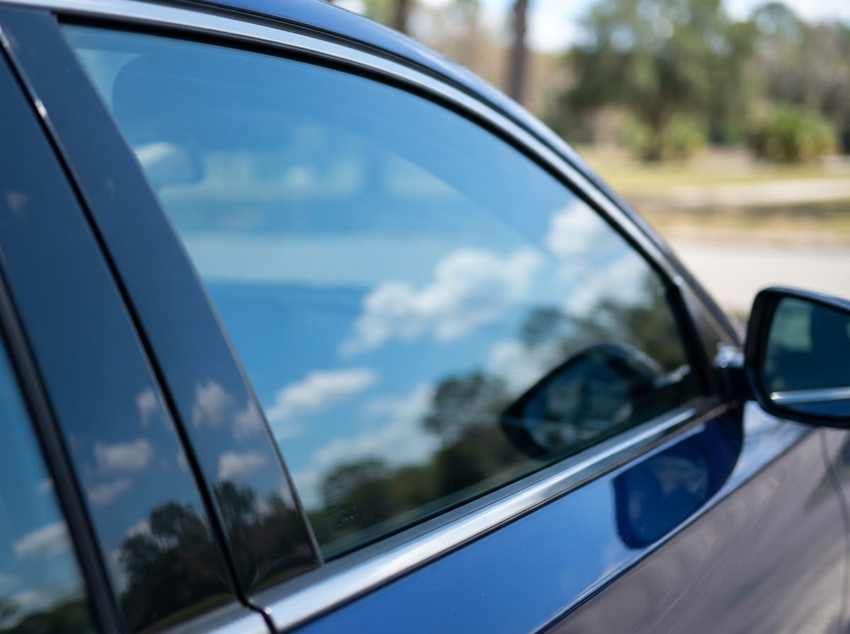 Crystal clear clean car window glass
