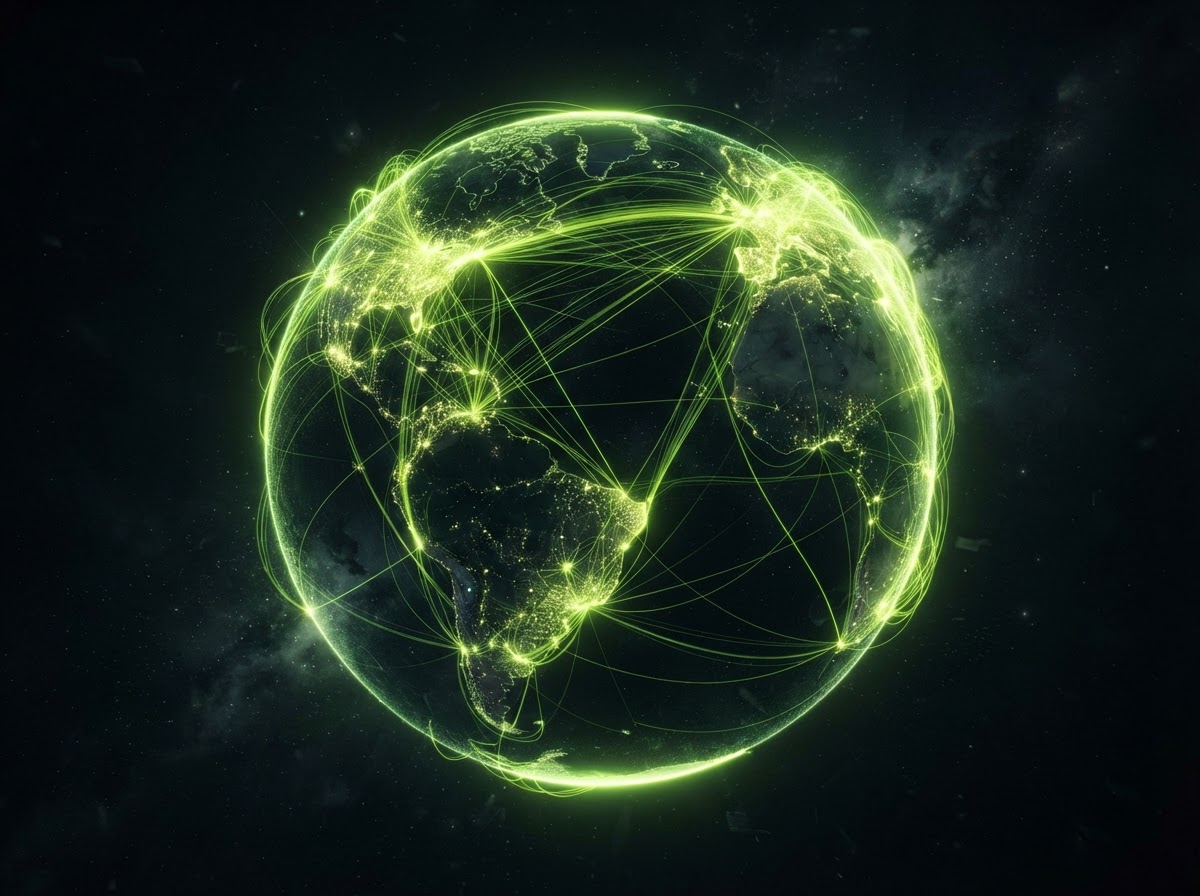 Electric light trails forming a global network