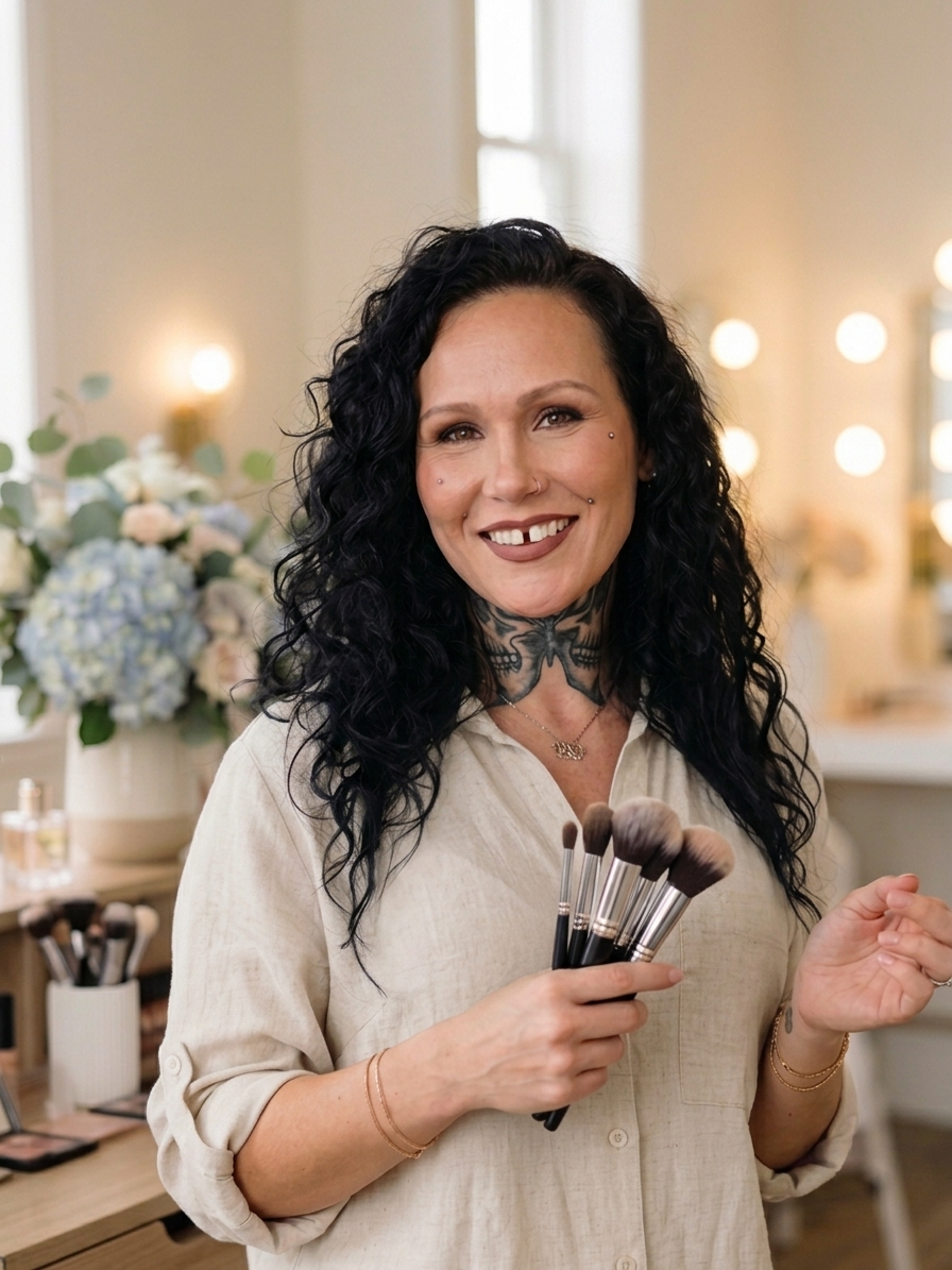 Christine, lead makeup artist and founder of Something Blue Beauty