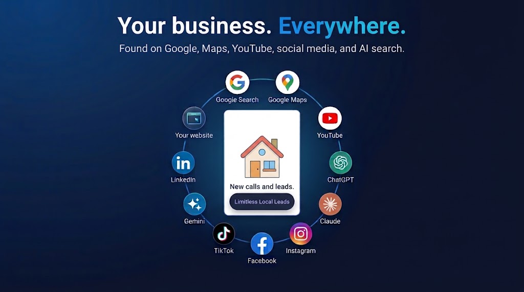 Your business. Everywhere. AI marketing agent connecting Google, social platforms, and AI assistants