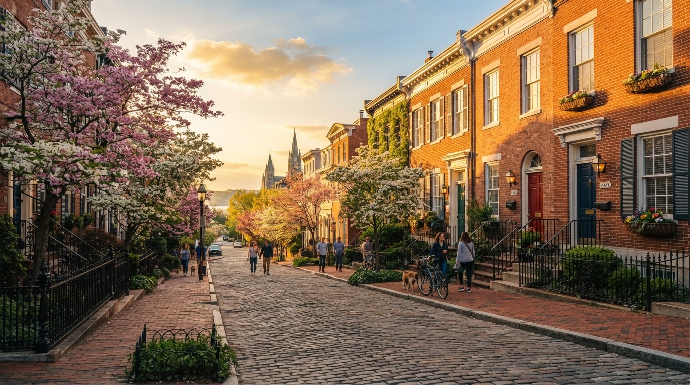 Washington DC Historic Brownstone Street