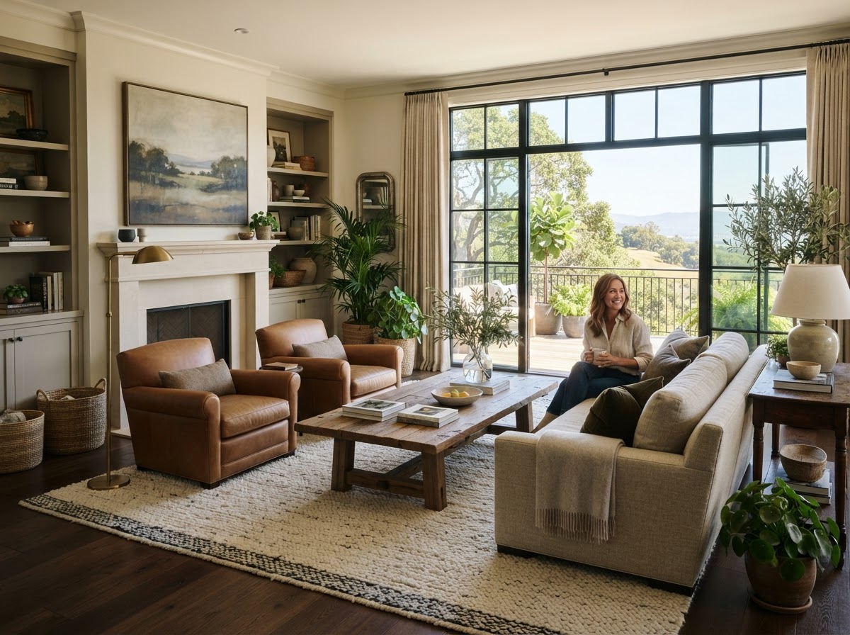 Elegant interior living space of a luxury home
