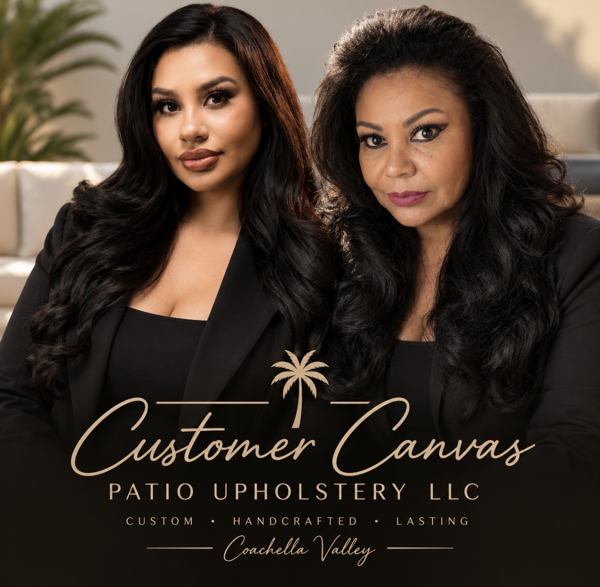 Claudia Plata and her mother, owners of Custom Canvas Patio Upholstery in Palm Springs, CA