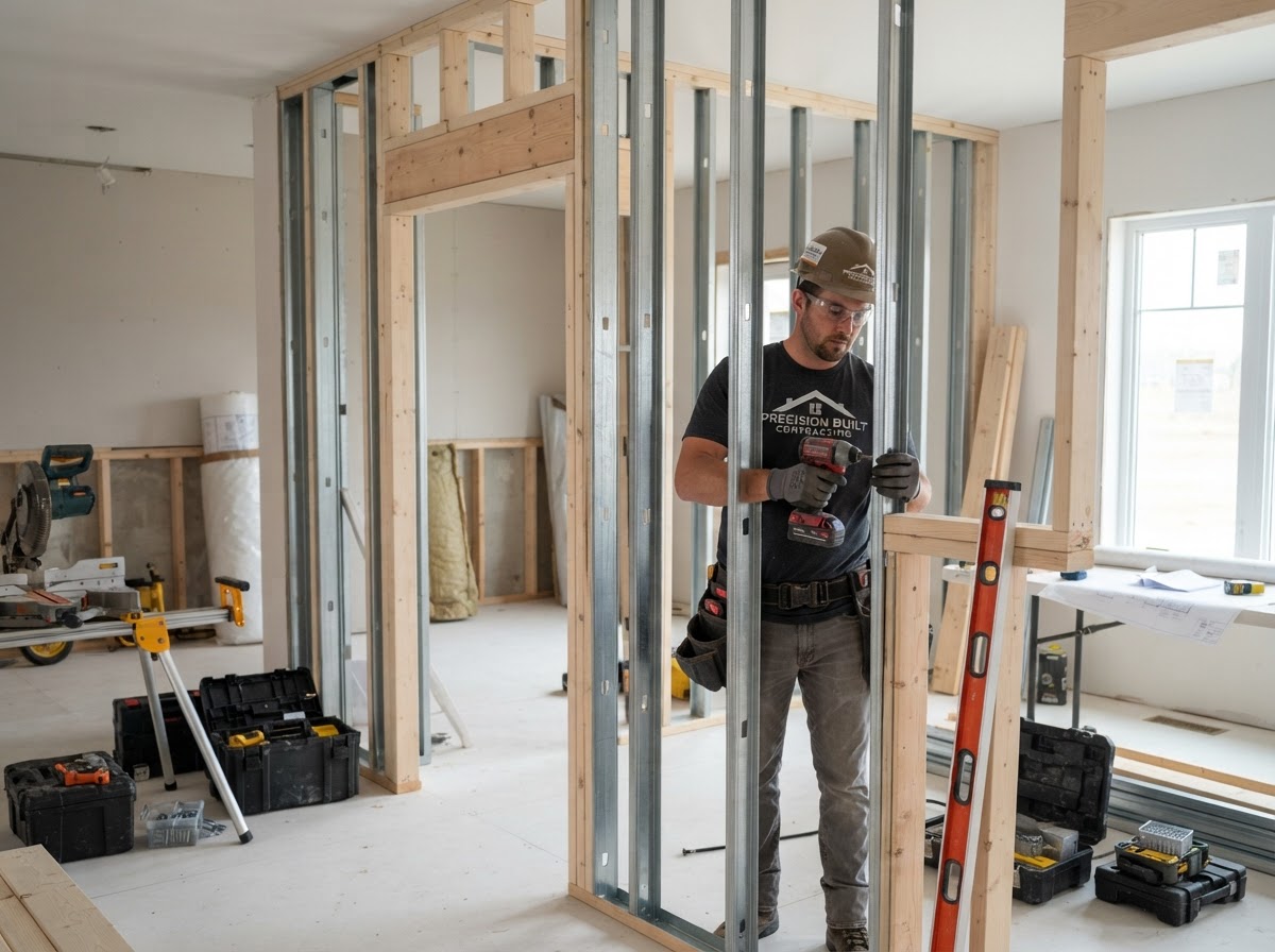Wood and metal stud framing installation by Castro Remodeling & Painting LLC in Minneapolis MN