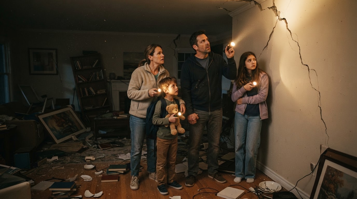 Important documents and a flashlight ready after an earthquake
