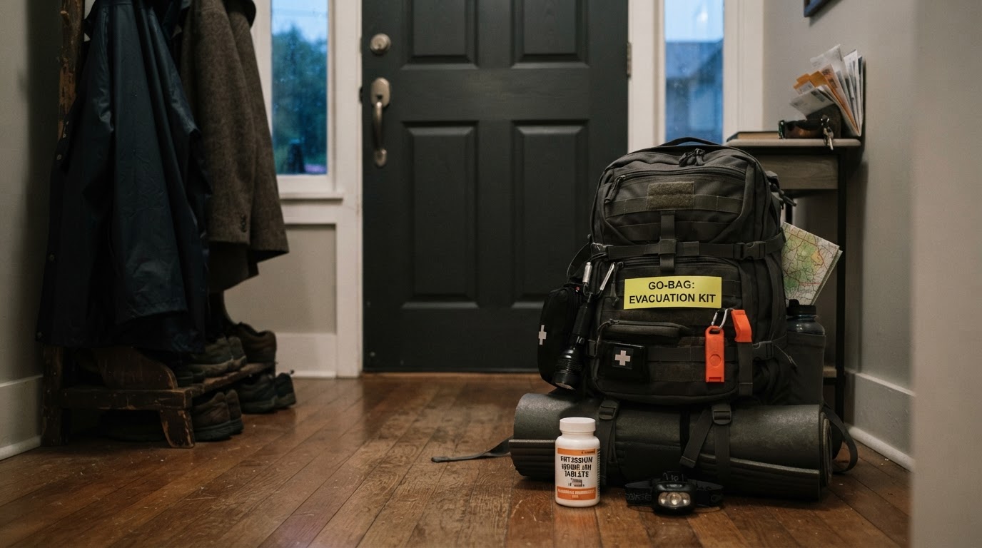A go-bag and documents ready if evacuation is ordered