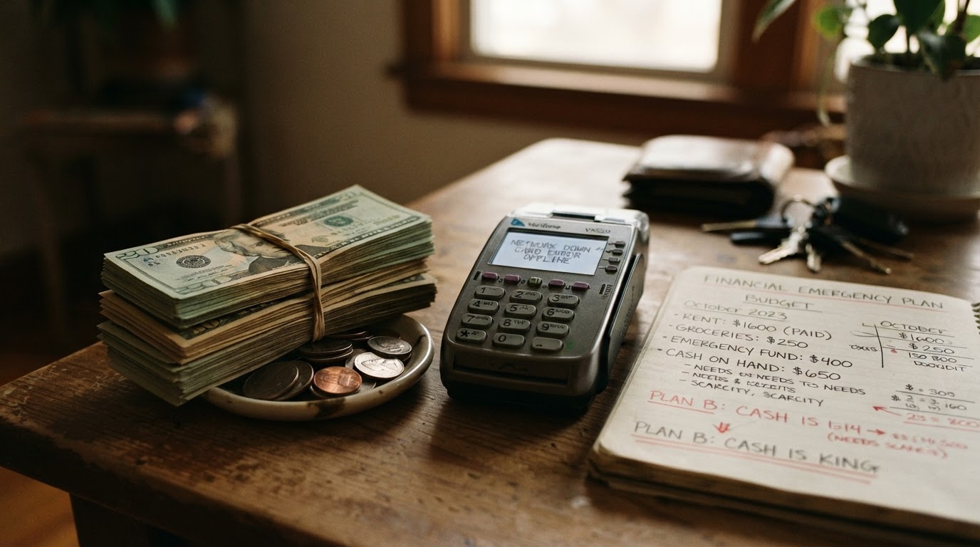 Cash in small bills ready for an emergency