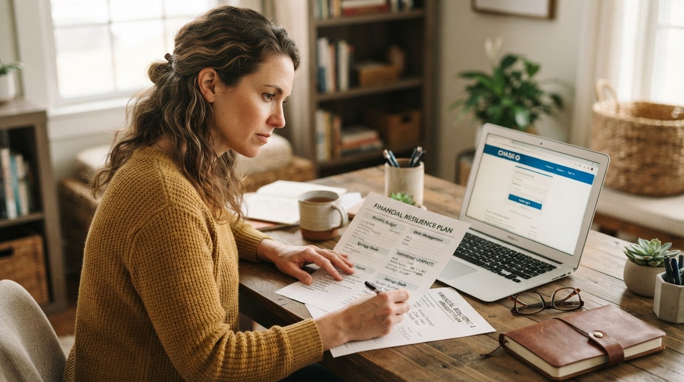 A household reviewing financial records and account access