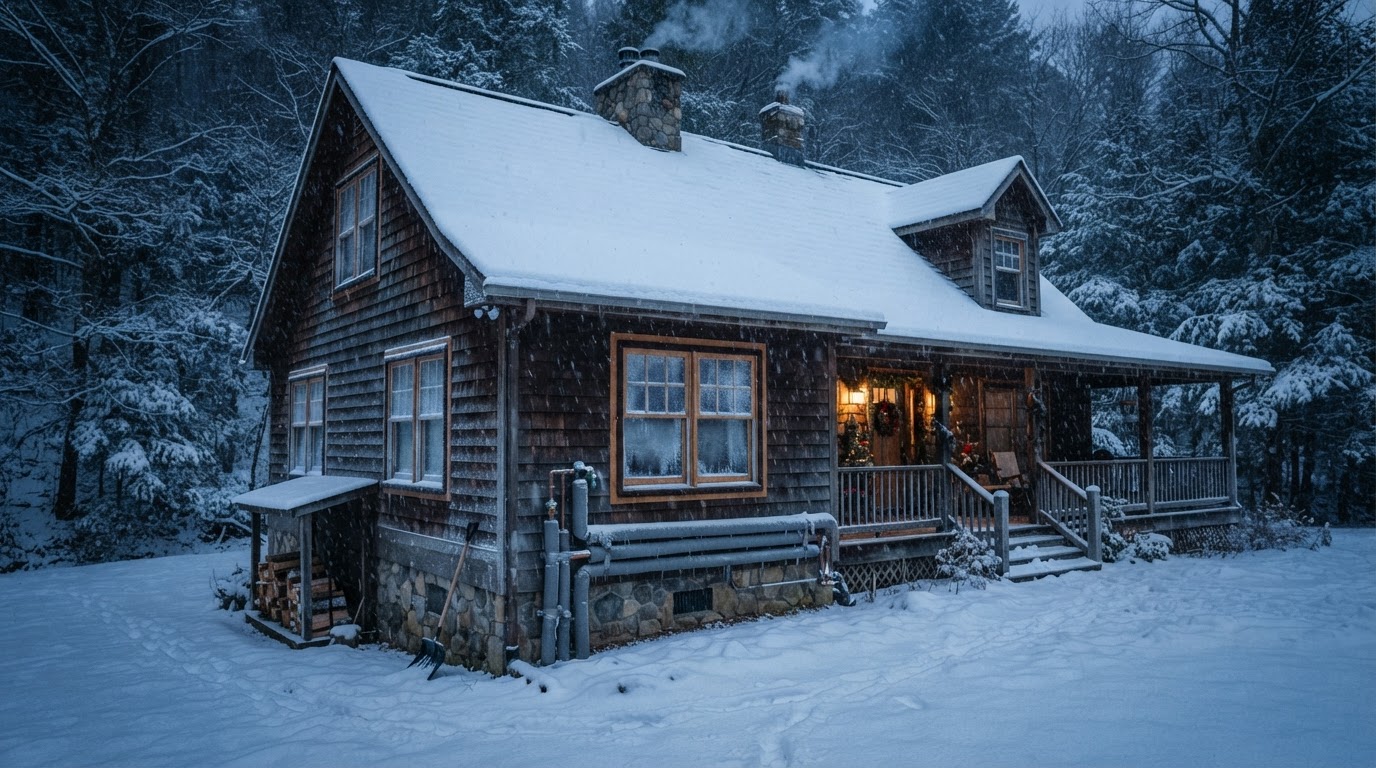 Winter emergency supplies including blankets and a flashlight