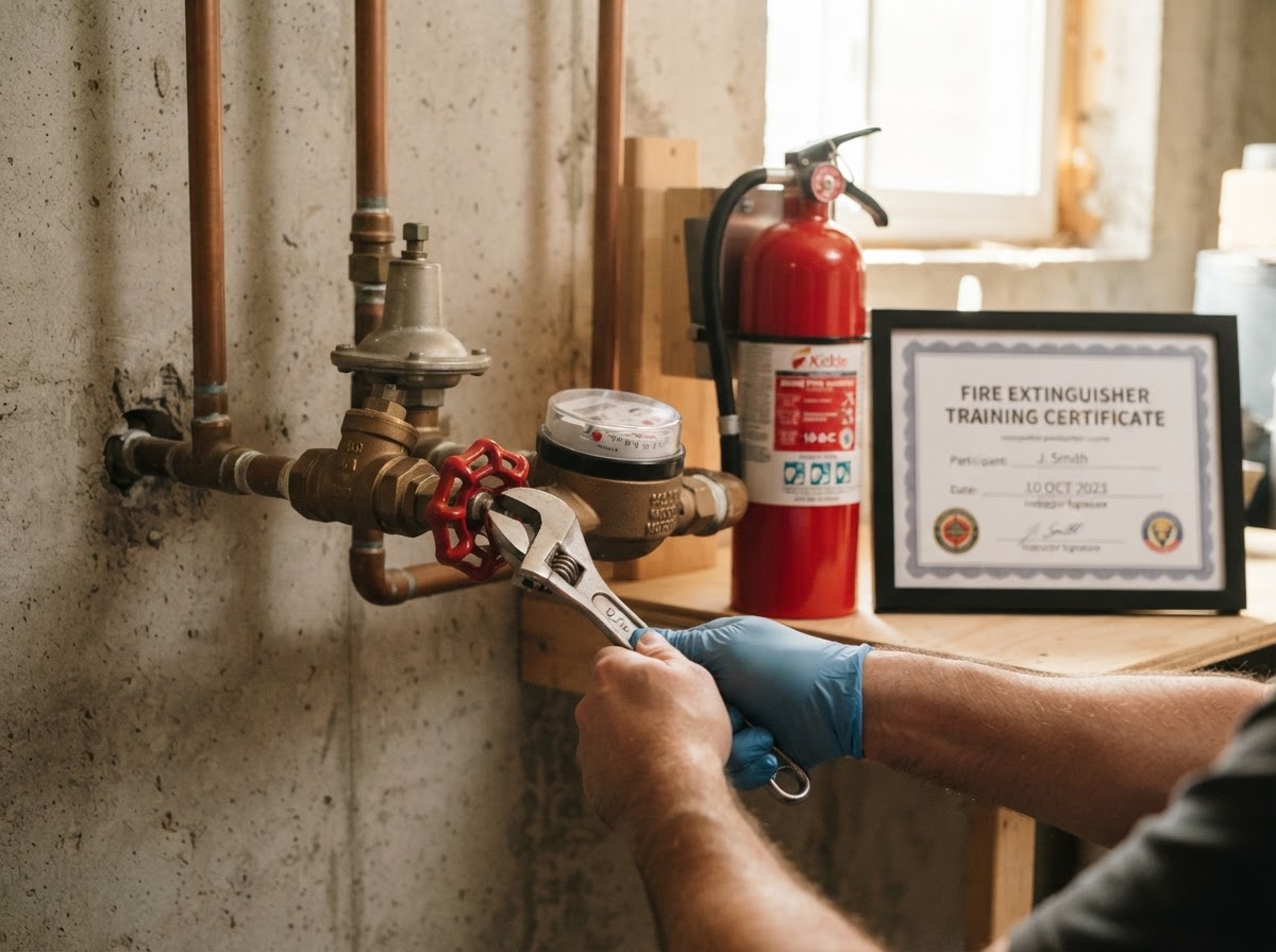The home skills: shutoffs, extinguishers, a tire