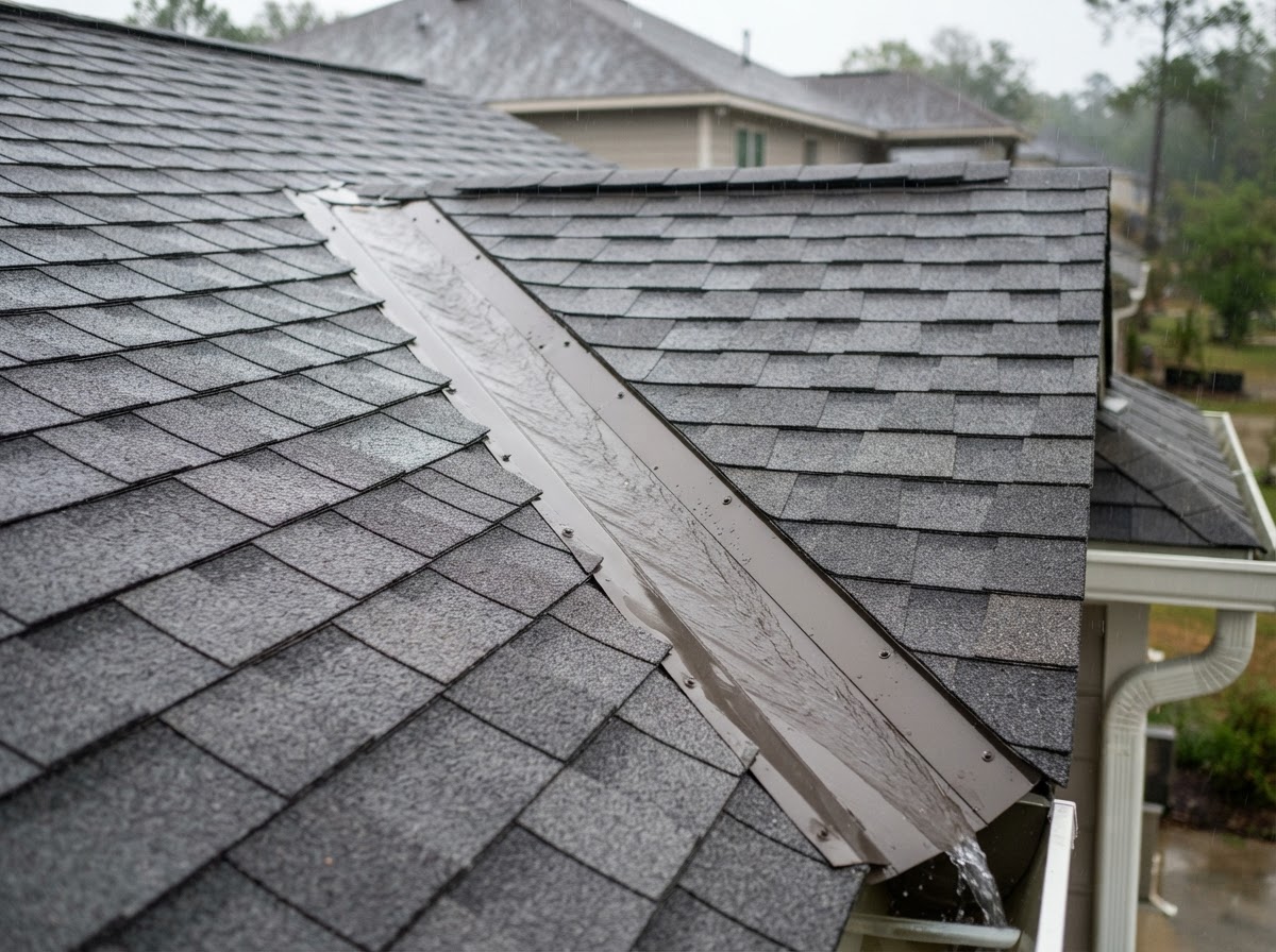 Roof valley flashing detail during a repair
