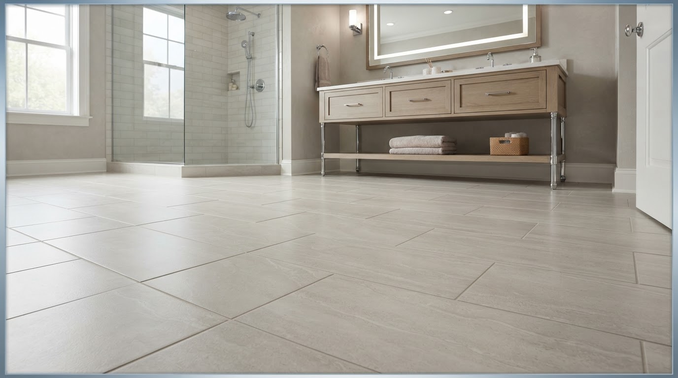 Older bathroom floor and shower tile before a bathroom remodeling project in Palm Beach County