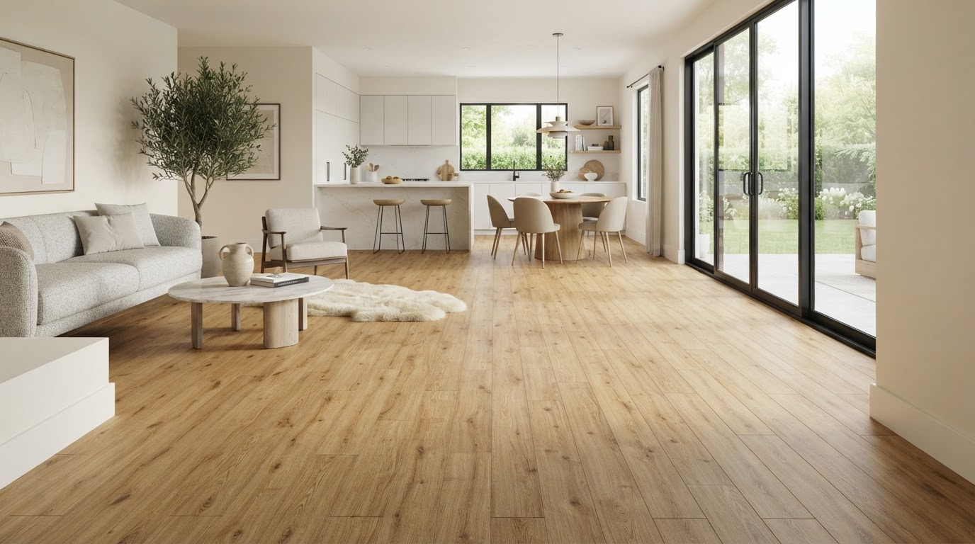 Luxury vinyl plank flooring installation near Loxahatchee showing realistic wood-look LVP planks in a residential interior
