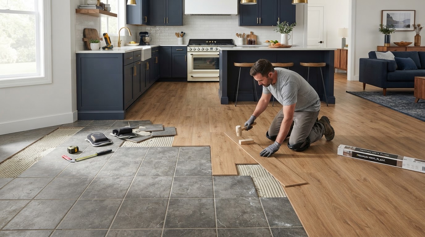 Luxury vinyl plank flooring project near Loxahatchee