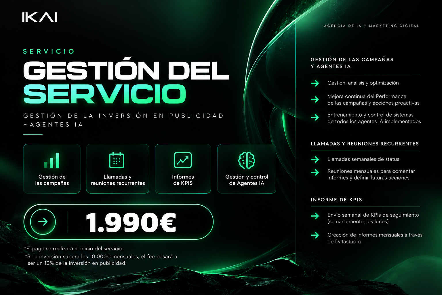 IKAI — Servicio de Gestión Performance: 600€/mes + 20% Comisión por Venta