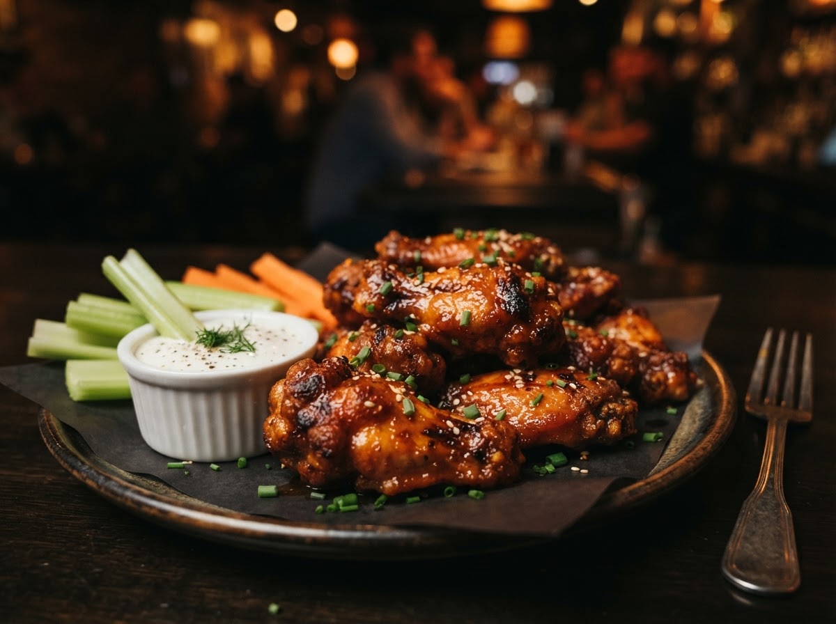 Buffalo chicken wings with ranch ready for pickup at Sports'N'Beer Avon Lake