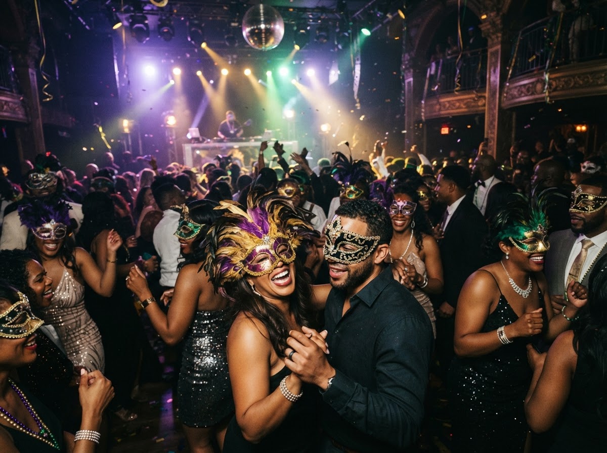 Mardi Gras Masquerade Ball — Nightclub Celebration