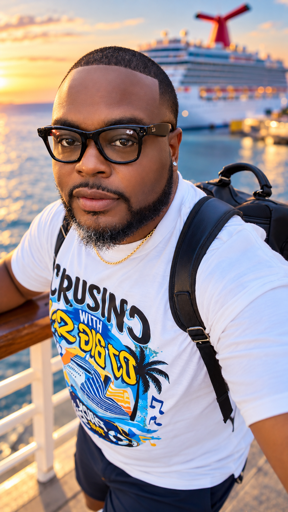 DJ Big Sam at golden hour on the cruise deck