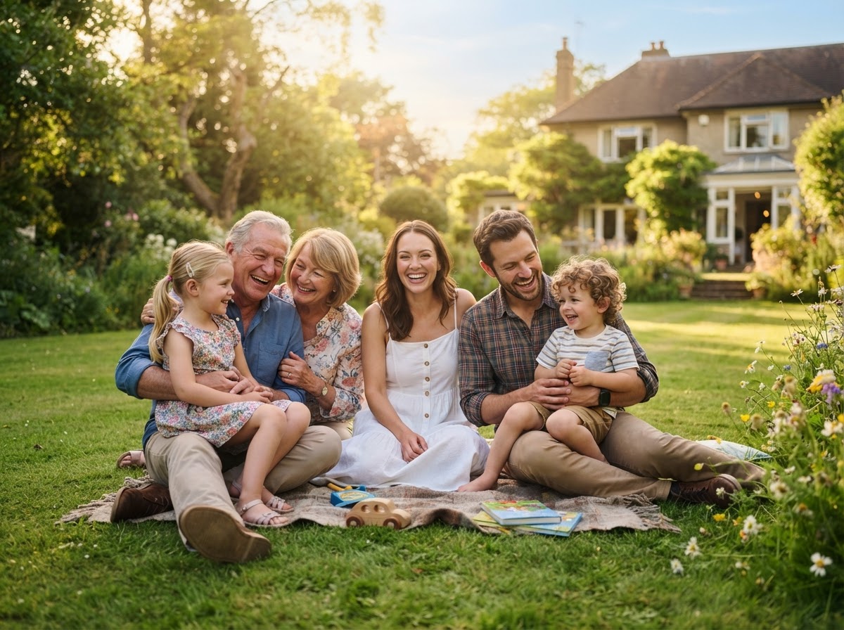 Happy Family Protected by Financial Planning