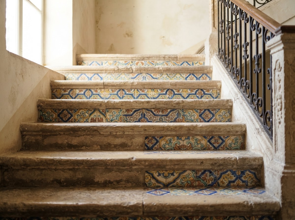 Staircase and feature wall tile installation in Anguilla