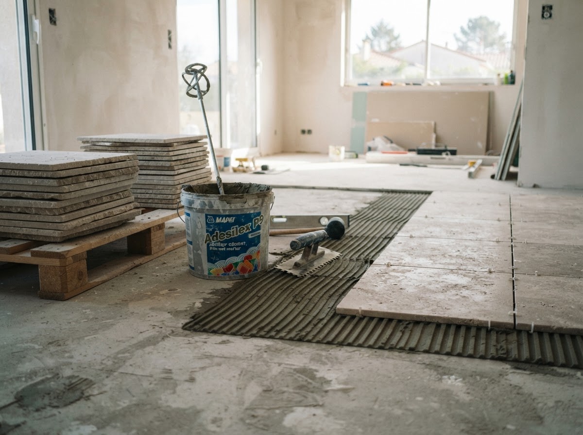 Work in progress: tile and stone installation in Anguilla