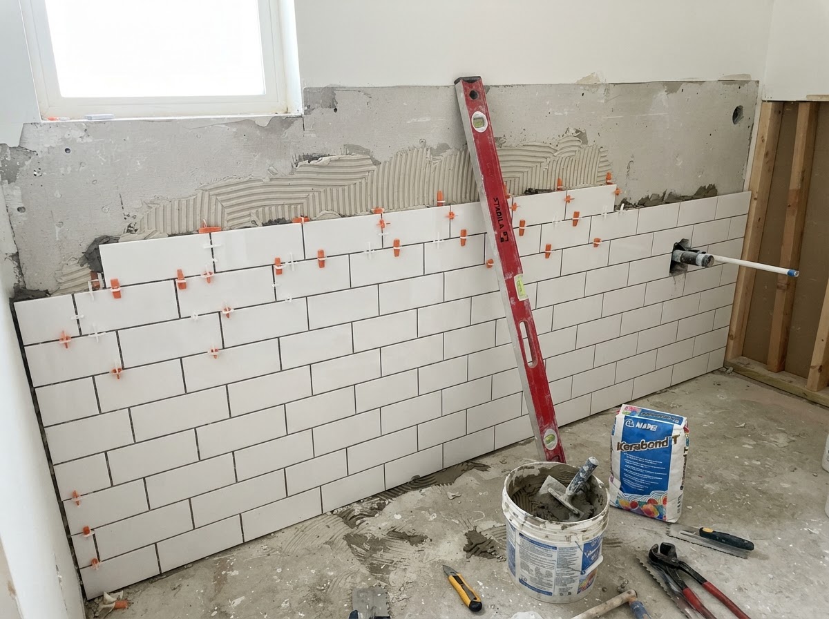 Work in progress: tile and stone installation in Anguilla