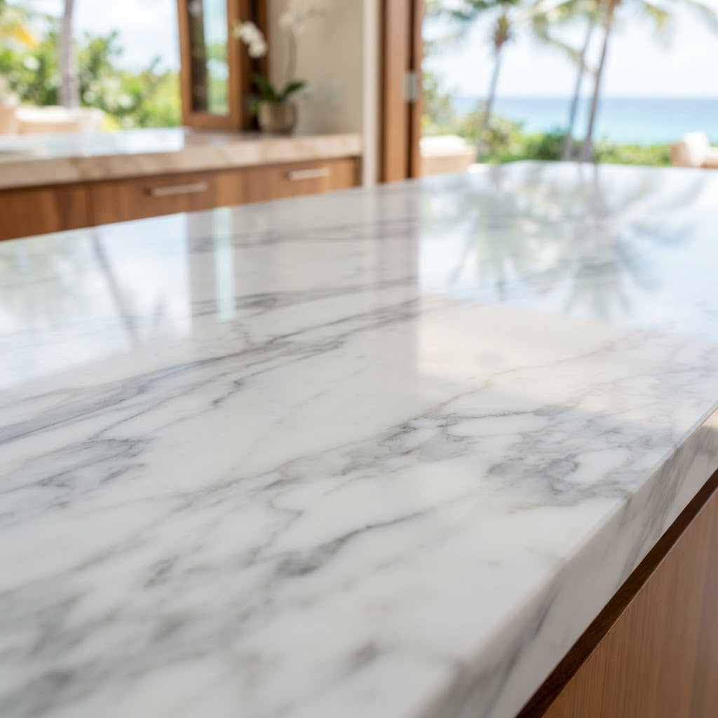 Close-up of natural marble tile and stone detail