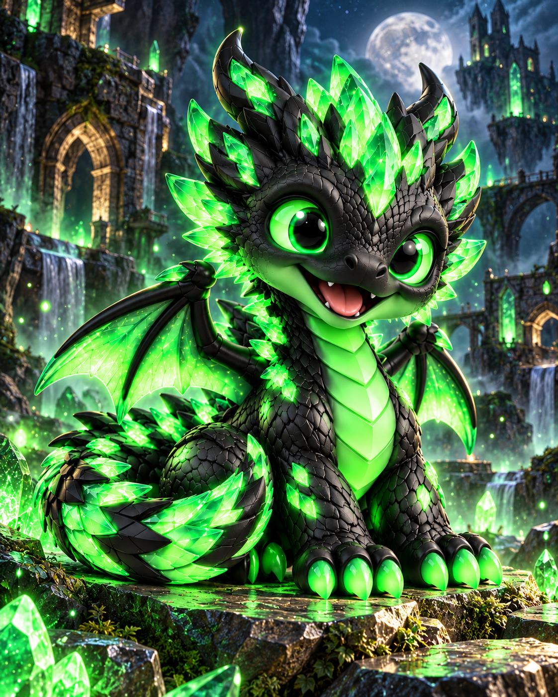 The Secret Glow Dragon emerging from cracked egg