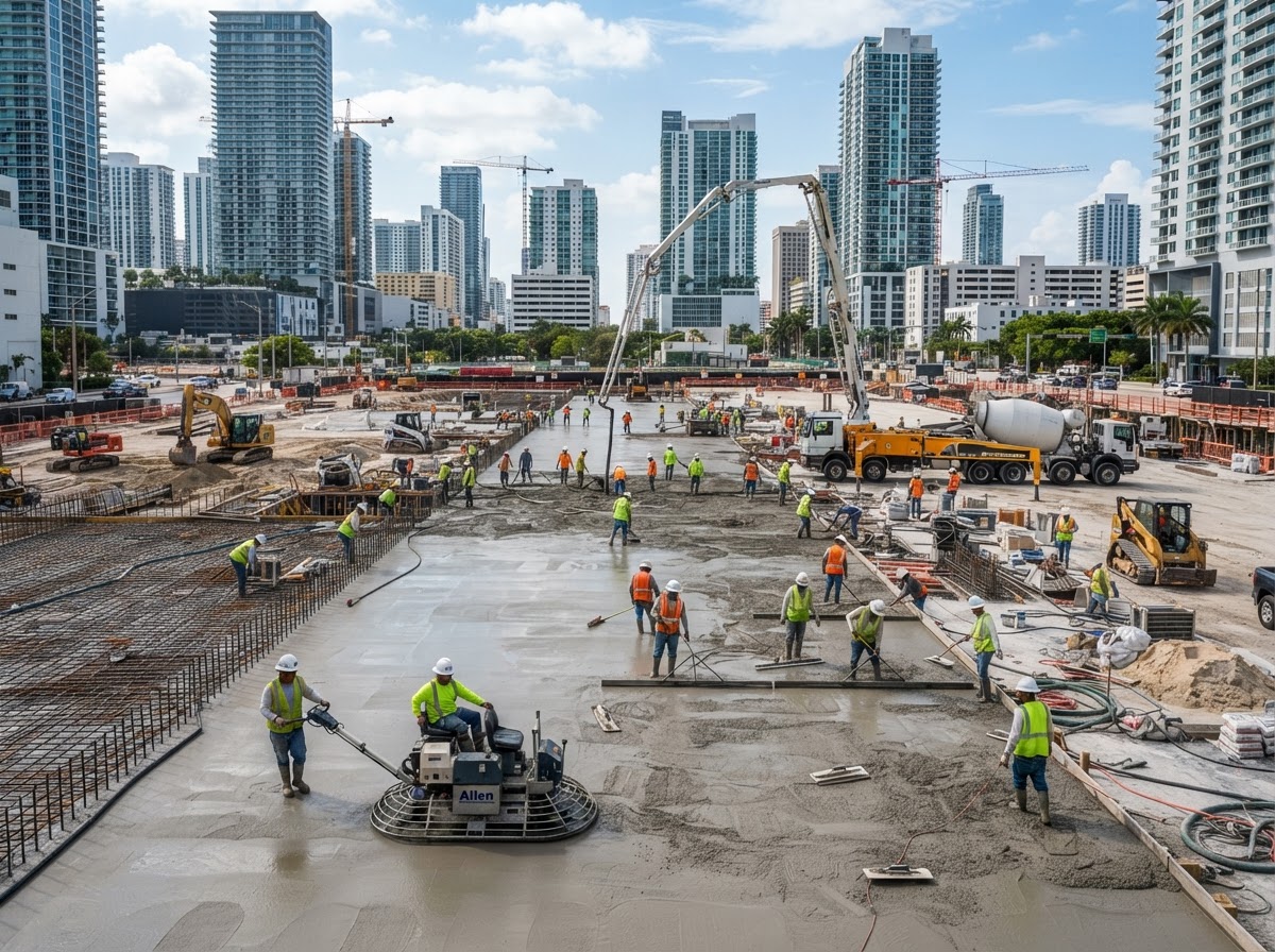 Concrete Pouring Process in Miami