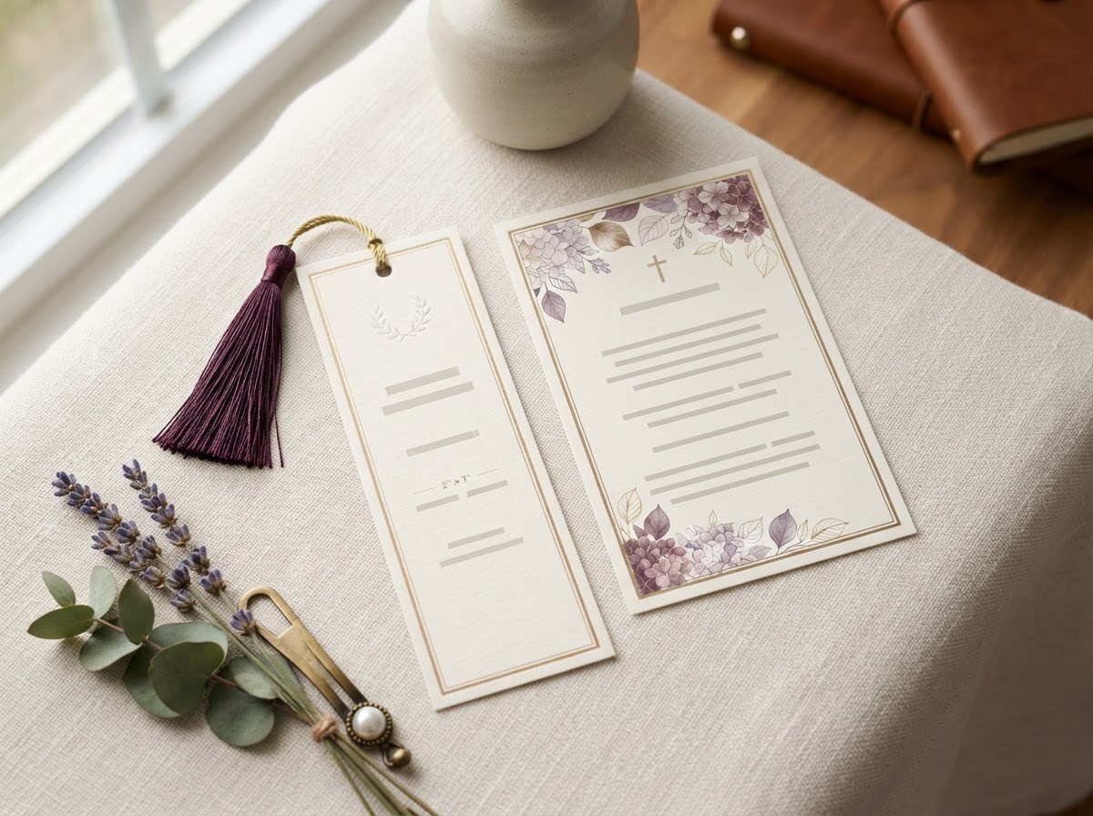 Sample memorial bookmark design