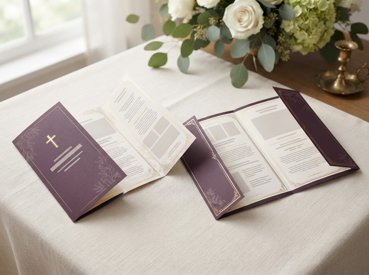 Sample trifold and gatefold memorial program design
