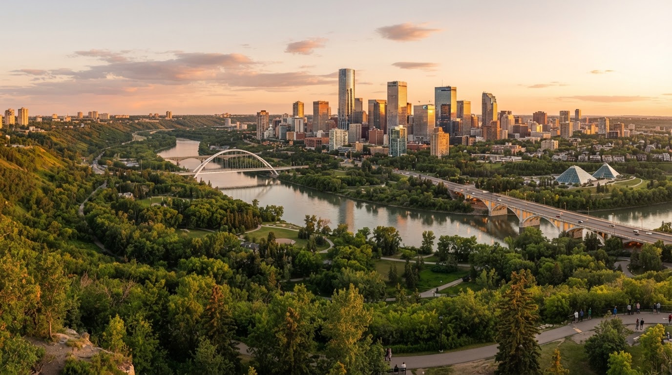 Edmonton River Valley and Downtown Skyline