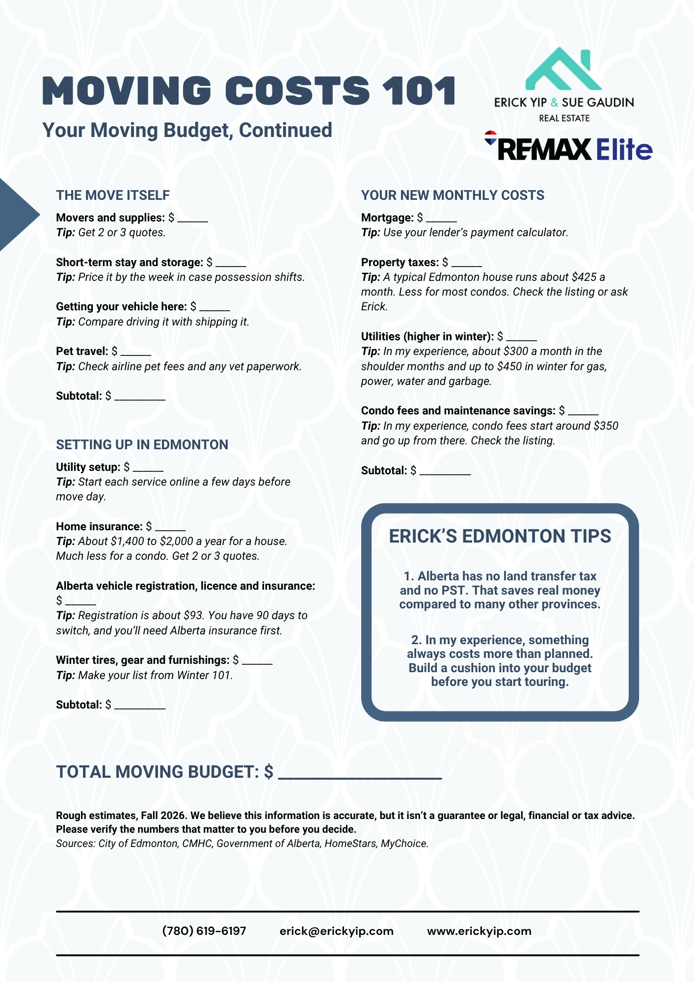 Edmonton Moving Costs Checklist Page 2