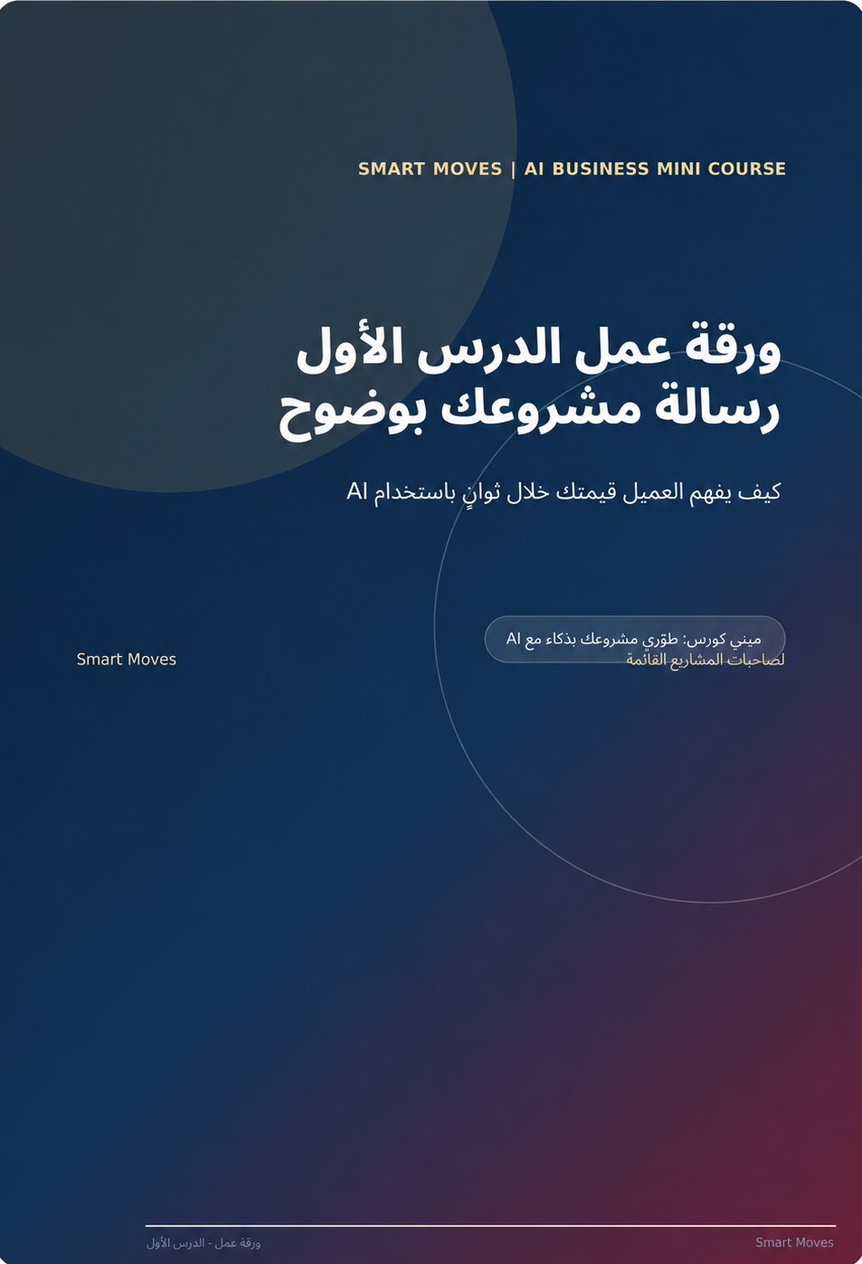 غلاف ورقة عمل الدرس الأول: رسالة مشروعك بوضوح