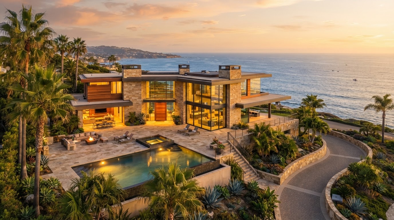 Luxury home at golden hour