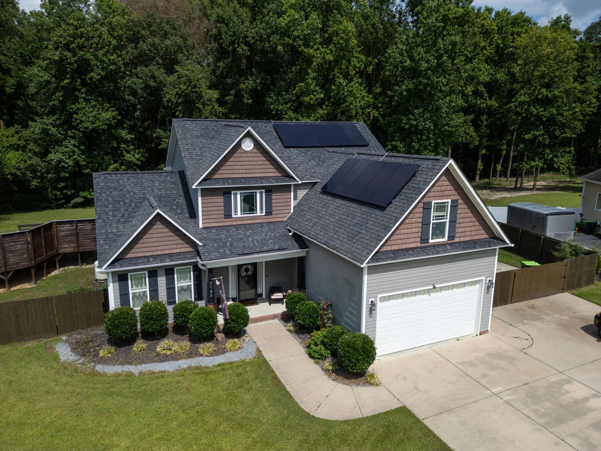Solar panels installed on a suburban home