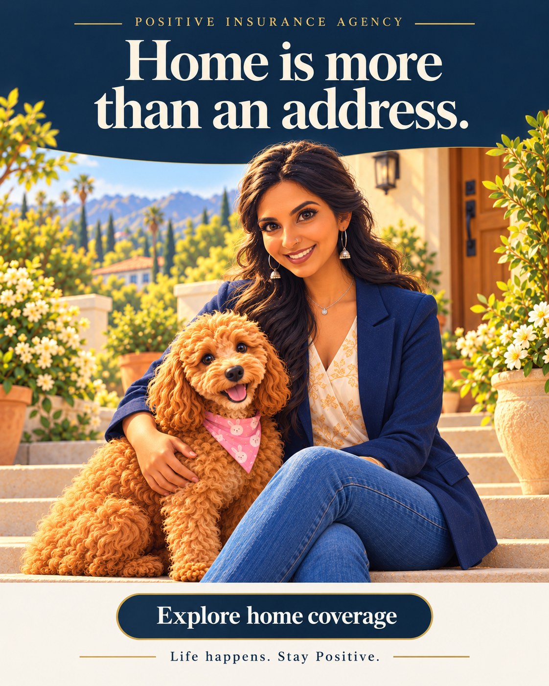 Home campaign draft artwork showing Priya and Maple